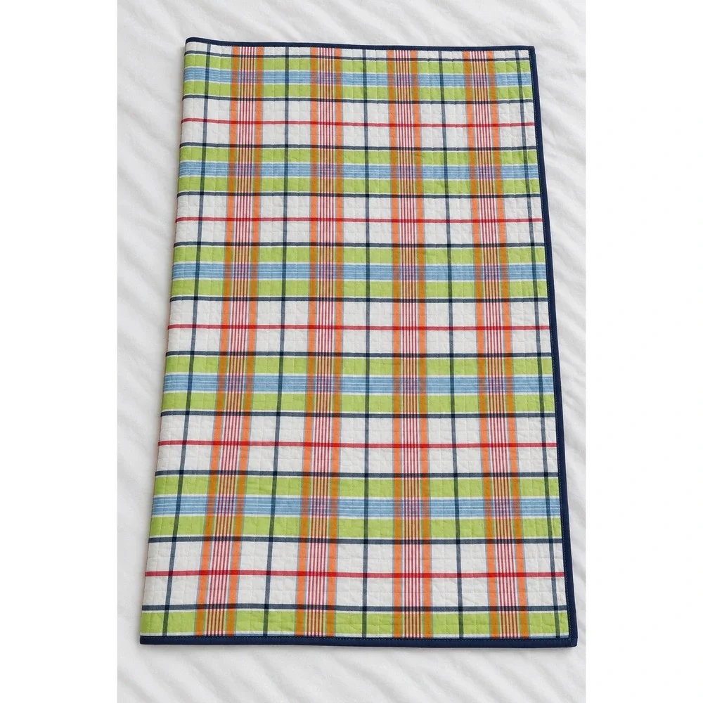 Pottery Barn Kids Twin Madras Plaid Patchwork Reversible Cotton Quilt